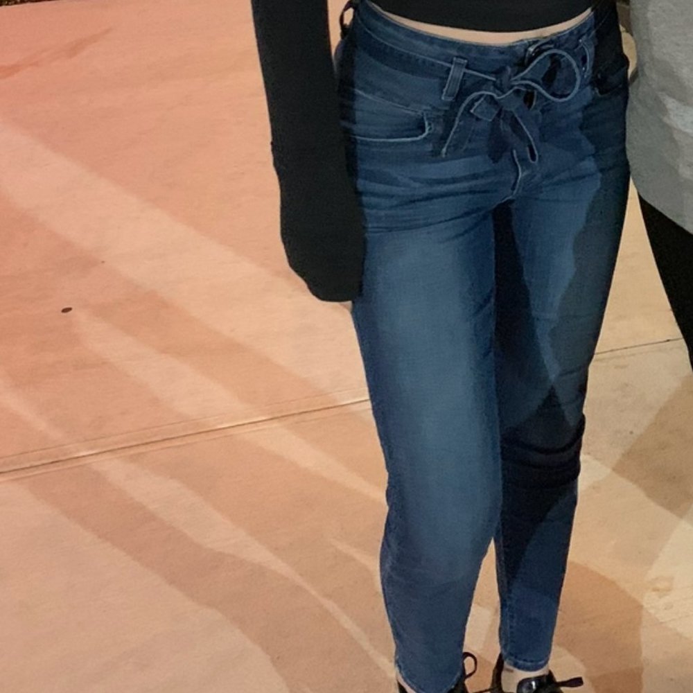 Just Black Denim Dark Wash High Waist With Tie Skinny Jean